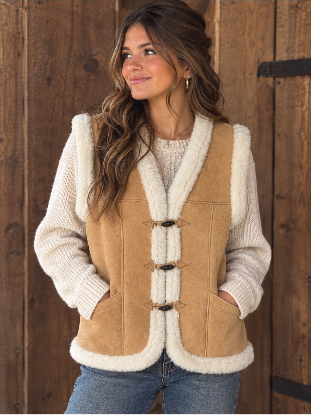 Shearling Vest Vintage Authentic 1970's Medium